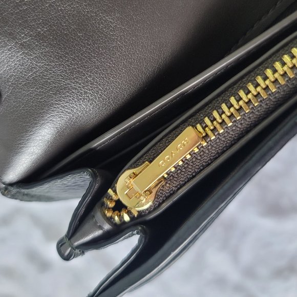 COACH Ivy Green Crocodile Embossed Leather Envelope Flap Wallet Convertible - Picture 12 of 13